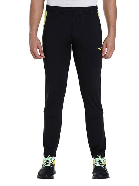 puma black & yellow slim fit trackpants