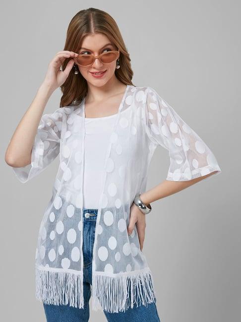 style quotient white polka dot shrug