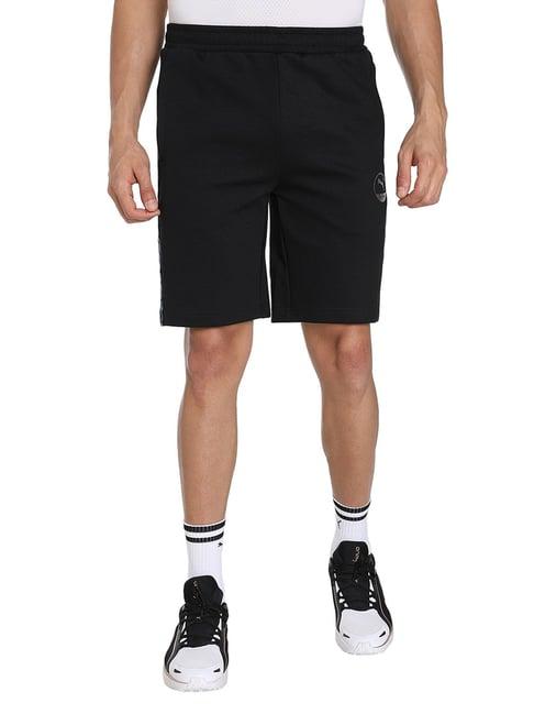 puma black slim fit printed shorts