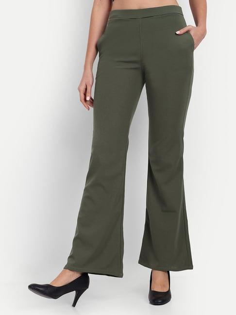 broadstar olive bootcut high rise flared trousers