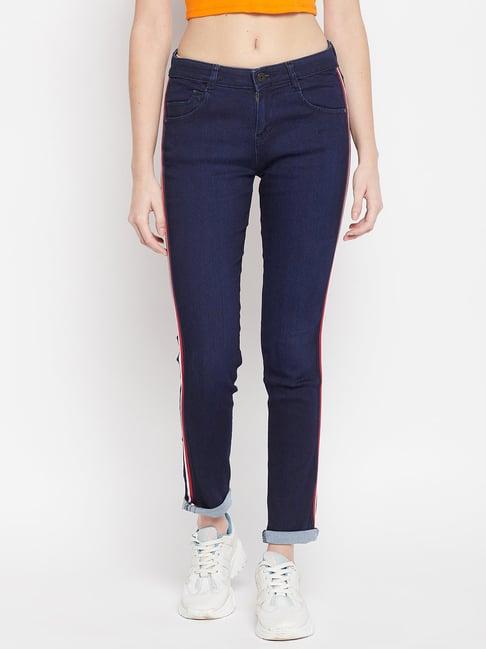 crozo by cantabil dark blue regular fit mid rise jeans