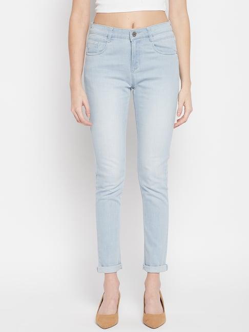 crozo by cantabil light blue regular fit mid rise jeans