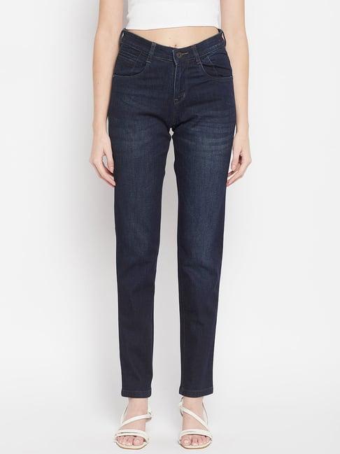 crozo by cantabil blue regular fit mid rise jeans