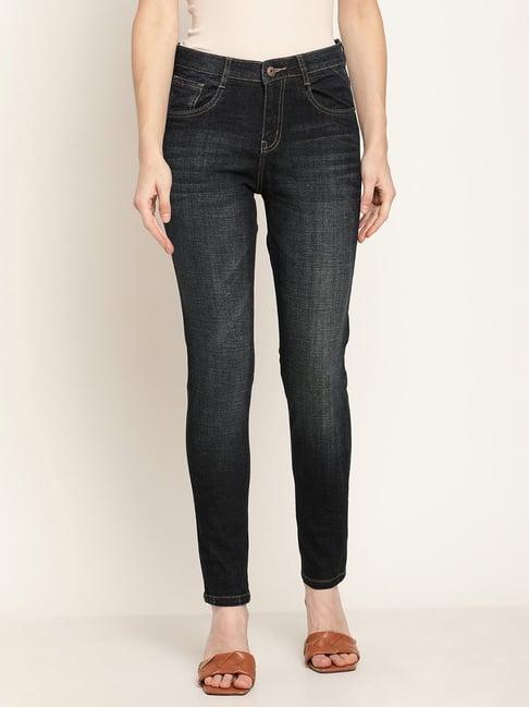 cantabil black regular fit mid rise jeans