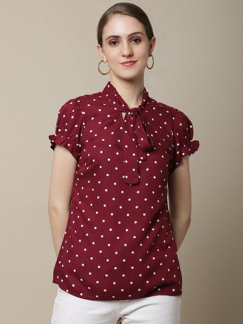 cantabil wine polka dot print top