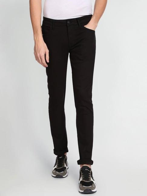 arrow sport black lightly washed skinny fit jeans