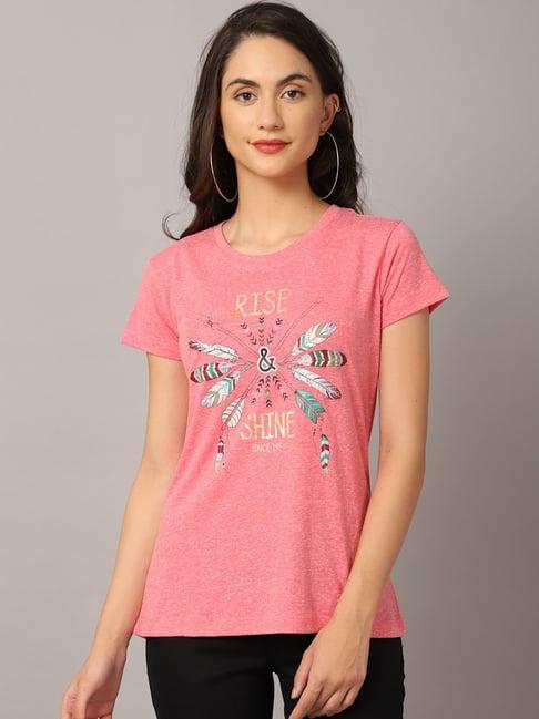 crozo by cantabil pink printed t-shirt