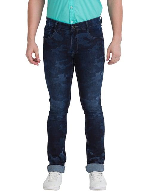 parx navy blue skinny fit camouflage jeans