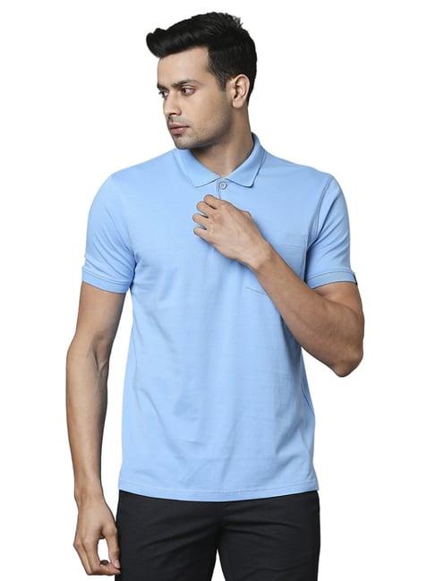 raymond blue cotton regular fit polo t-shirt