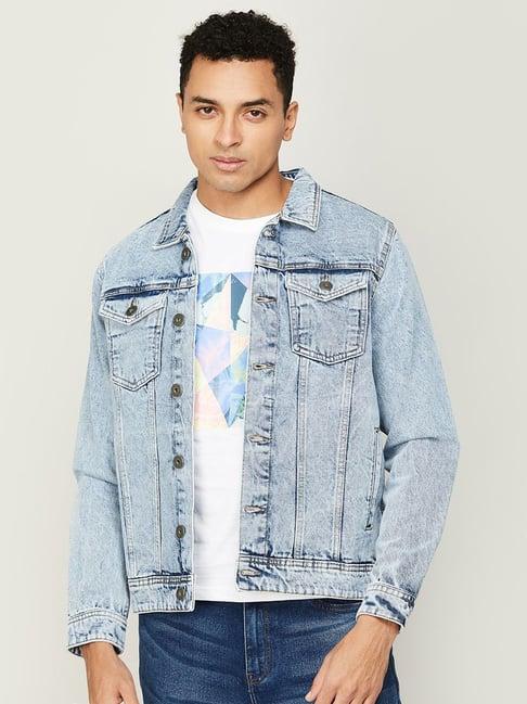 forca by lifestyle blue cotton regular fit denim jacket