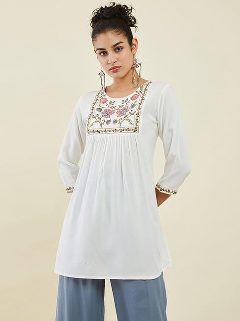 soch off-white embroidered tunic