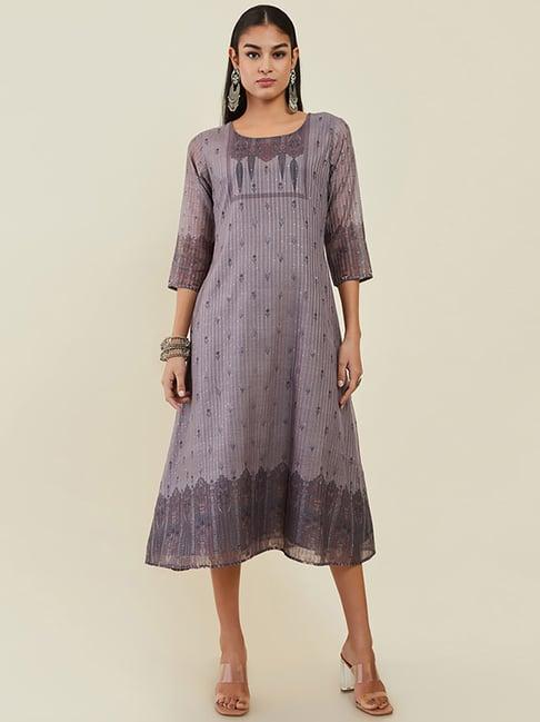 soch grey embellished a-line dress