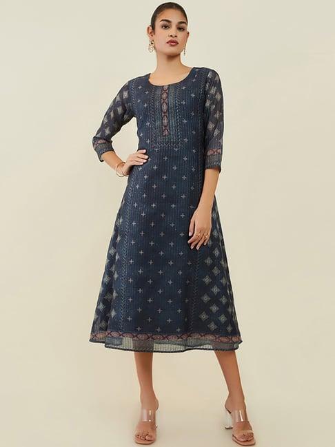 soch navy embellished a-line dress