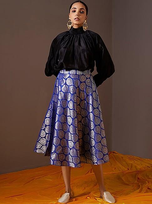 abhishti blue printed skirt