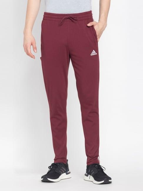 adidas red regular fit striped trackpants