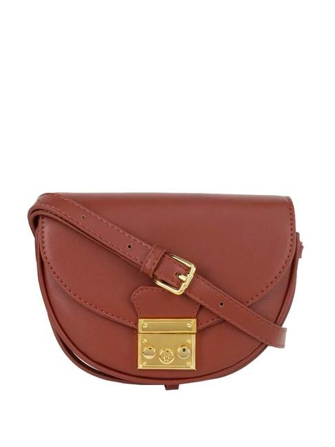 kazo tan solid small sling handbag