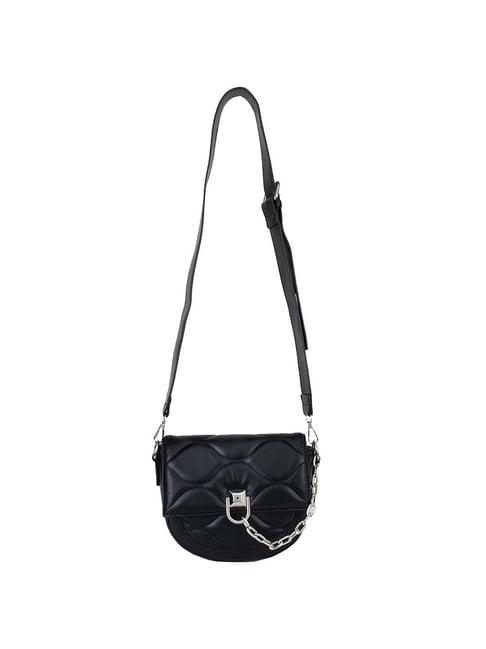 kazo black quilted small sling handbag