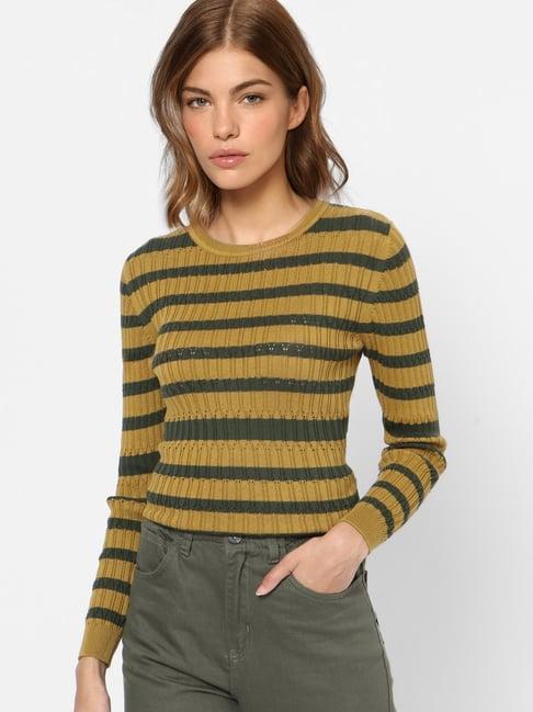 only olive cotton striped pullover