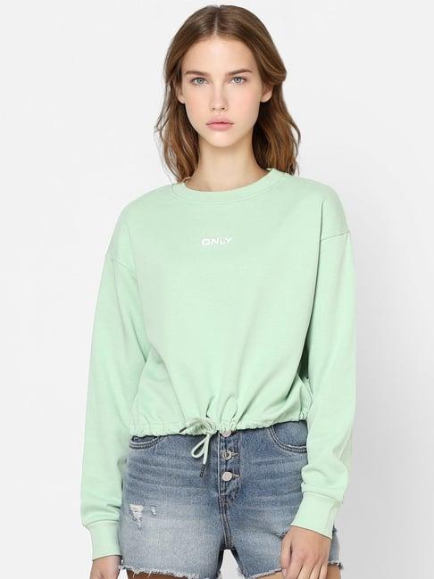 only light green cotton logo print sweatshirt