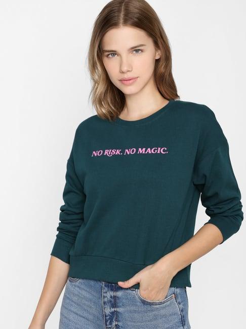 only teal cotton graphic print sweatshirt