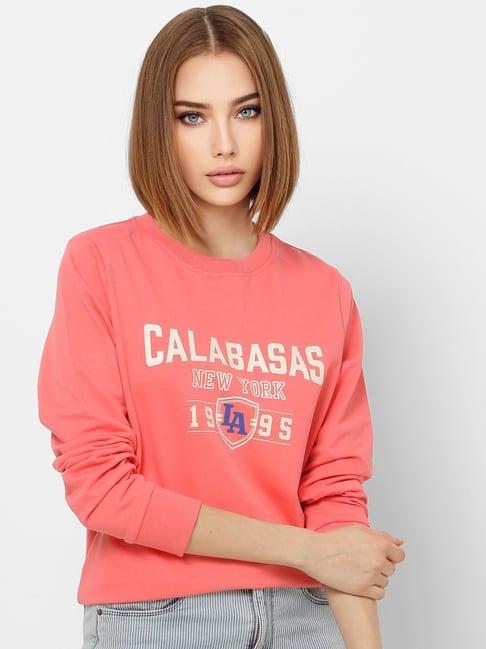 only coral cotton graphic print sweatshirt