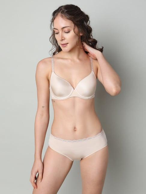 vero moda intimates beige medium coverage t-shirt bra