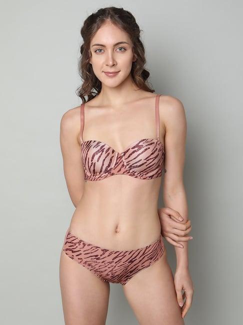 vero moda intimates brown printed half coverage bra