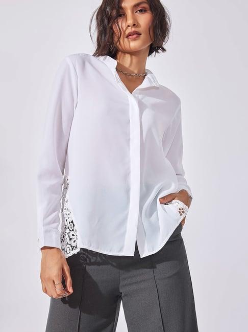 the label life white cotton lace shirt