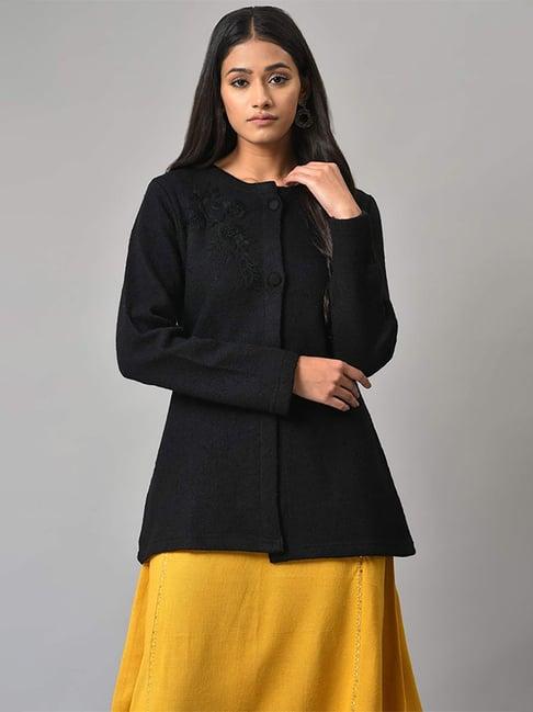 w black embroidered cardigan