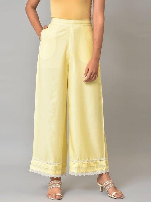 w yellow regular fit palazzos