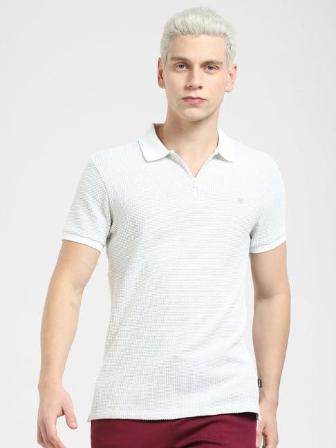 jack & jones white cotton slim fit textured t-shirt