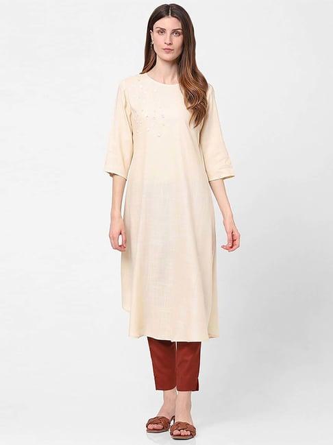 indifusion off-white embellished a line kurta