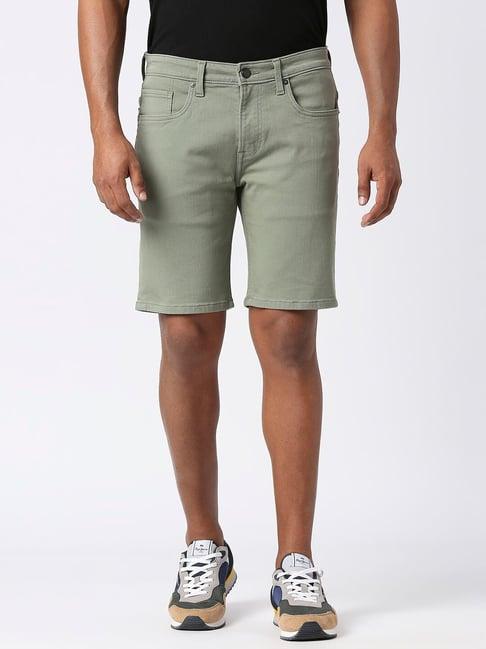 pepe jeans sage green skinny fit denim shorts