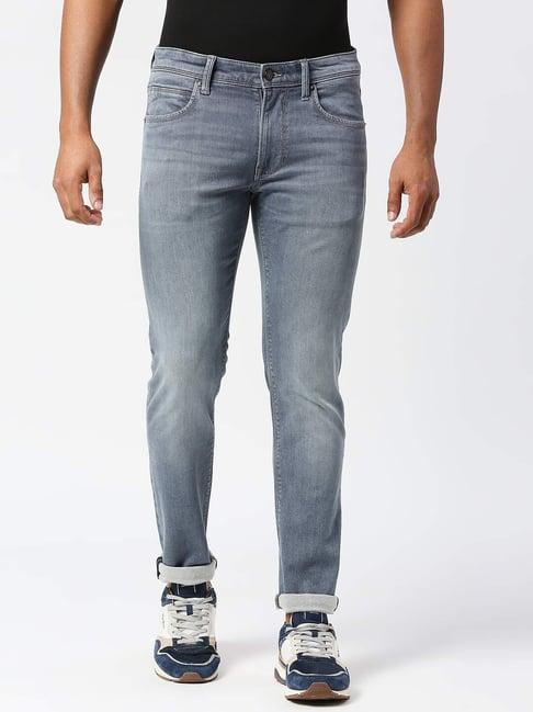 pepe jeans light blue tapered fit low rise jeans