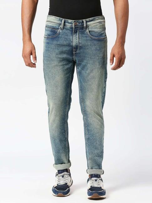 pepe jeans blue super skinny fit heavily washed jeans