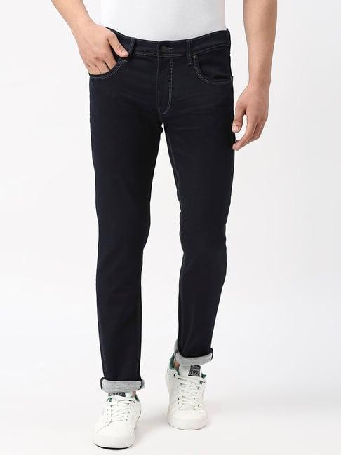 pepe jeans navy tapered fit low rise jeans