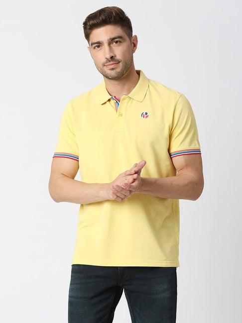 pepe jeans zak sr yellow regular fit cotton polo t-shirt