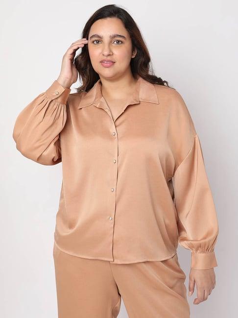 vero moda curve peach relaxed fit shirt