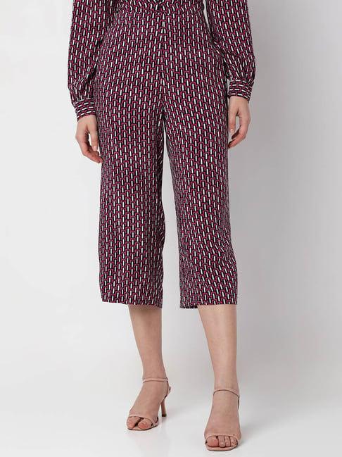 vero moda pink & white printed culottes