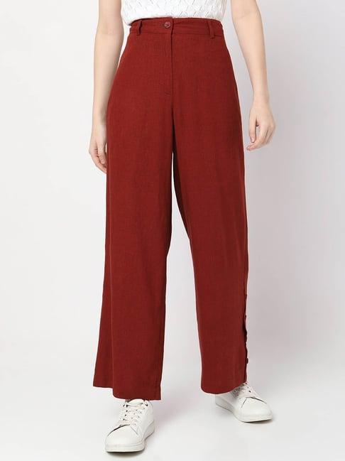 vero moda maroon flared fit pants