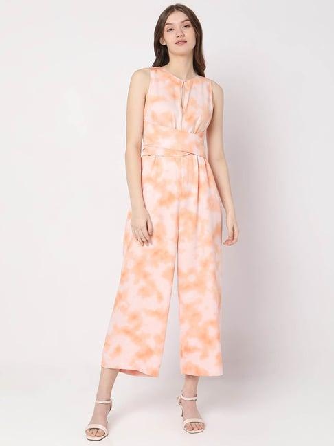 vero moda peach tie - dye jumpsuit