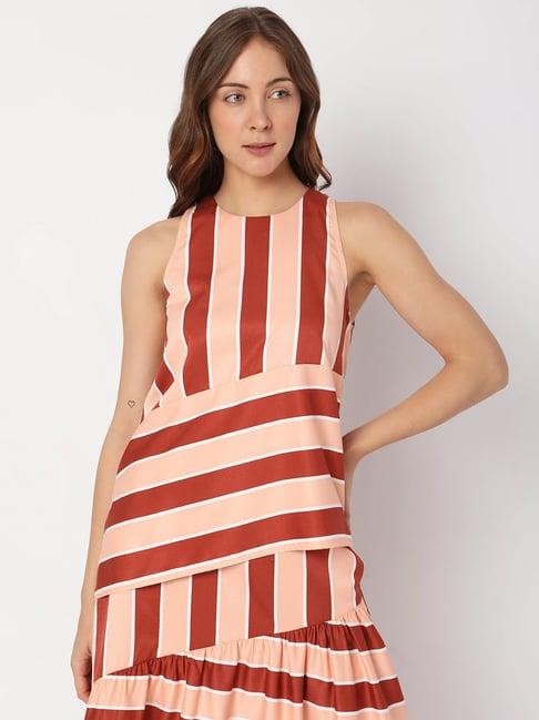 vero moda peach & rust striped top