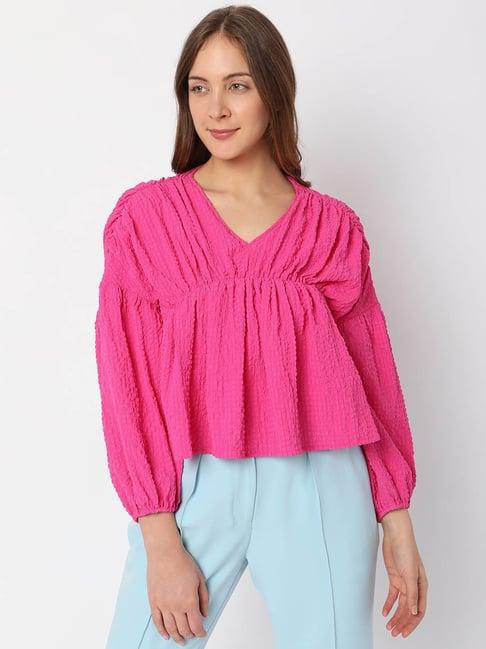 vero moda pink textured top