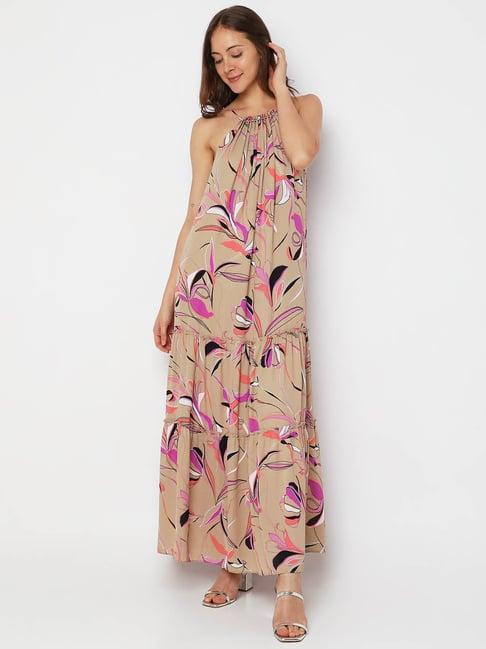 vero moda beige floral print gown