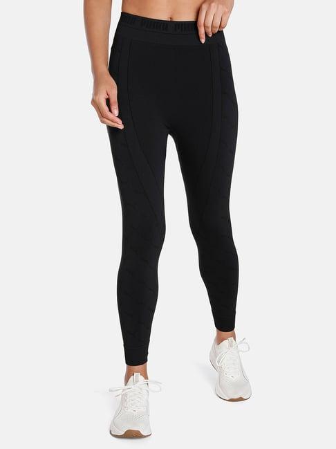 puma evoknit black logo print tights