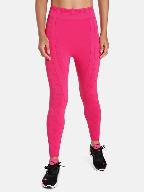 puma evoknit pink logo print tights