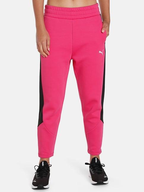 puma evostripe pink color-block track pants