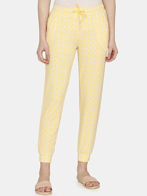 zivame yellow printed pyjamas