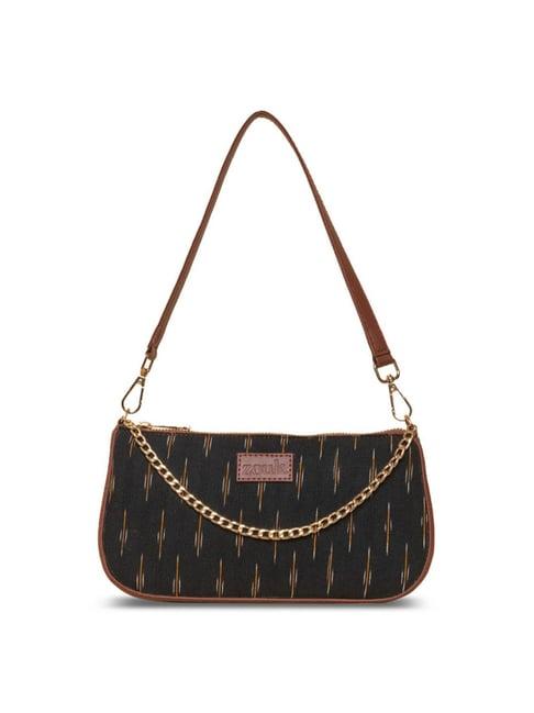 zouk black printed shoulder bag