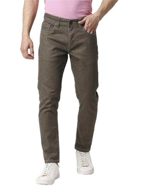 being human cropped fit mens denim-khaki tone